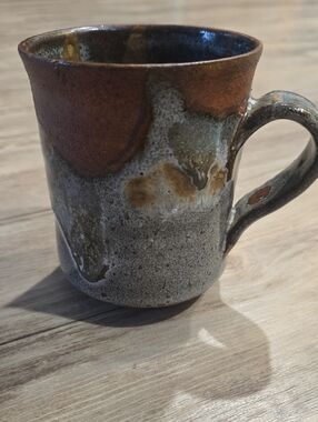 Handmade Glazed Ceramic Mug in Brown and Gray